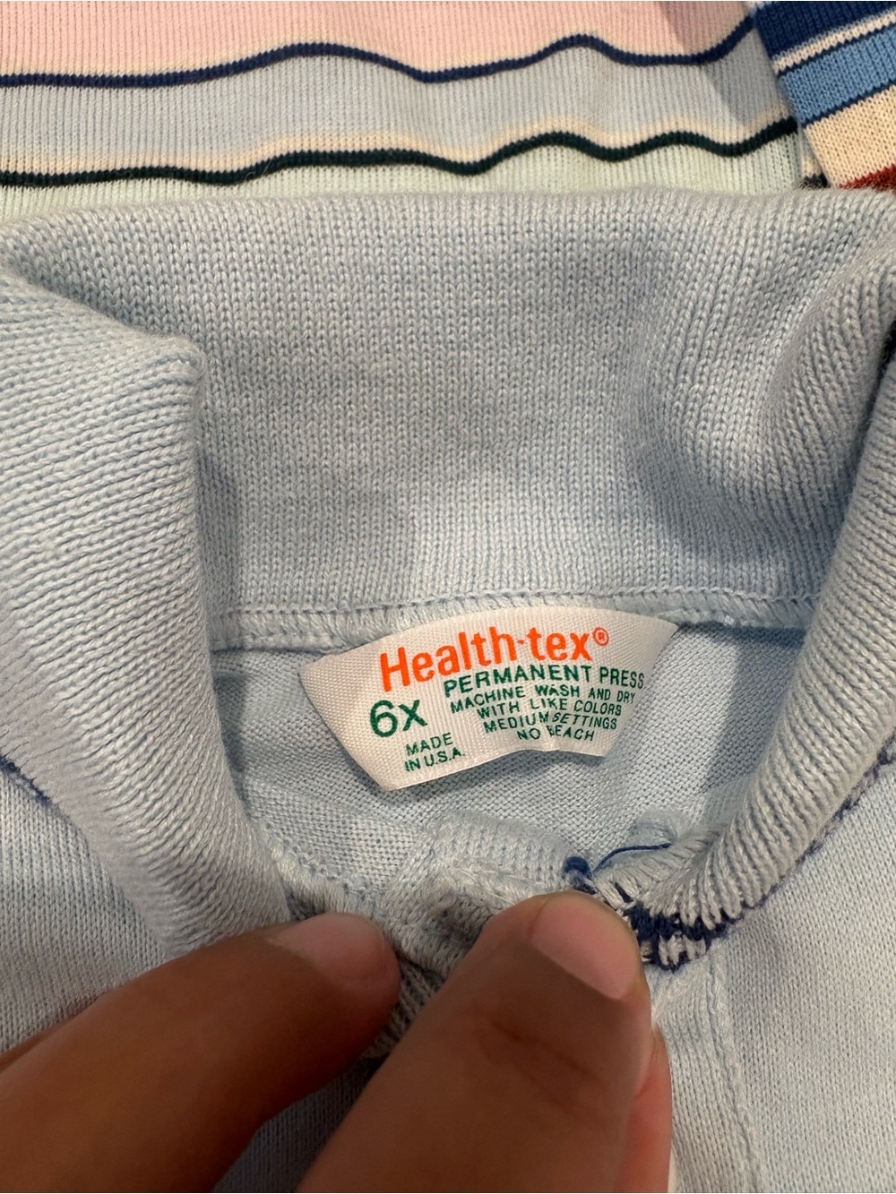 Vintage 1980s Health-Tex Girls Striped Long Sleeve Toddler Tops Size 6X USA - Picture 11 of 16